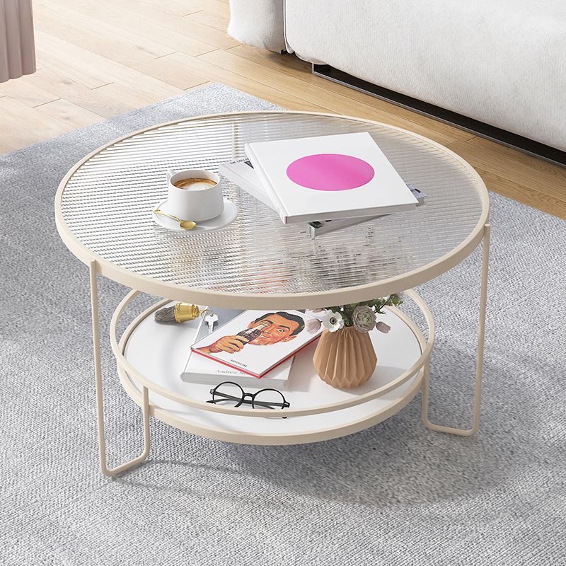 Tavolino moderno a tavolino singolo in vetro con scaffale