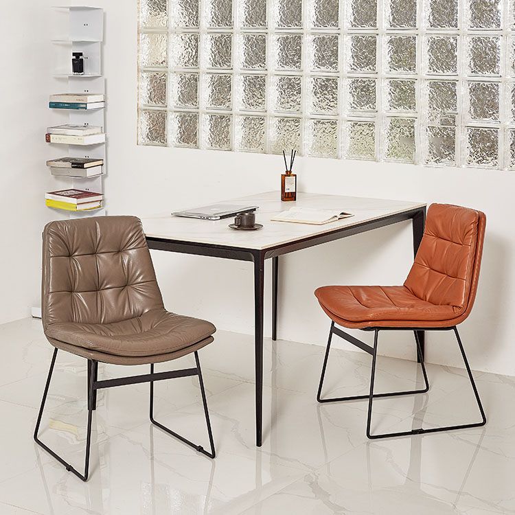 Contemporary Style Dining Chairs Kitchen Armless Side Chairs with Metal Legs (Set of 2) Clearhalo ' kitchen&dining_furn' 'Dining Chairs' 'Dining Tables & Seating' 'dining_chair' 'furn' 'furn_dining_chair' 'Furniture' 'furniture_dining_chair' 'Kitchen & Dining Furniture' 'kitchen' 1200x1200_982cc10c-7ae1-4e5b-b178-488d25833295