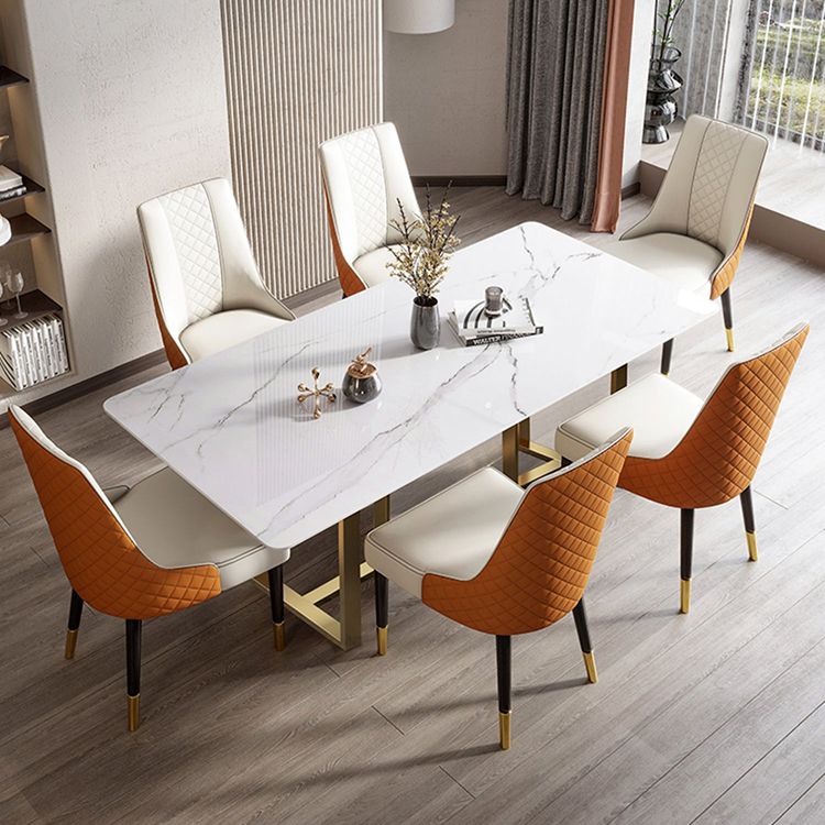 Metal Contemporary Rectangular Dining Table Sintered Stone Top Table for Dining Room Clearhalo ' dining_table' 'Dining Tables & Seating' 'Dining Tables' 'furn' 'furn_dining_table' 'Furniture' 'furniture_dining_table' 'Kitchen & Dining Furniture' 'kitchen&dining_furn' 'kitchen' 'kitchen_dining_table' 1200x1200_98321a31-30cb-4d38-a48d-5f19784237c1