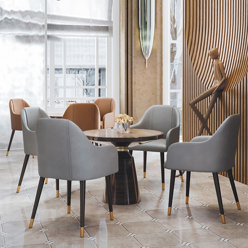 PU Leather Arm Chair Glam Style Dining Dining Arm Chair for Dining Room Clearhalo 'Dining Chairs' 'Dining Tables & Seating' 'dining_chair' 'furn' 'furn_dining_chair' 'Furniture' 'furniture_dining_chair' 'Kitchen & Dining Furniture' 1200x1200_98323755-b79d-47eb-af0a-2862ae56cac3