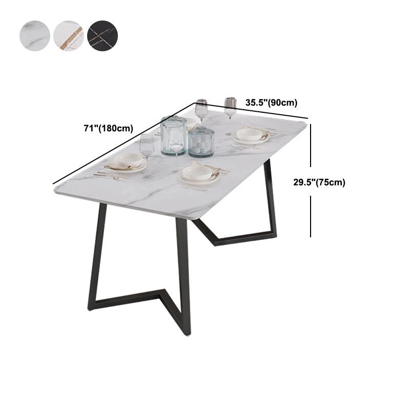 Designer 1/4/5/7 Pieces Dining Set Rectangular Double Pedestal Dinette Set with Stone Top Clearhalo 'Dining Room Sets' 'Dining Tables & Seating' 'dining_room_set' 'furn' 'furn_dining_room_set' 'Furniture' 'Kitchen & Dining Furniture' 1200x1200_9832ca33-aab9-4ce8-8b7c-70c5d75916b2