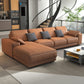 Contemporary Stain-Resistant Faux Leather L-Shape Square Arm Sofa