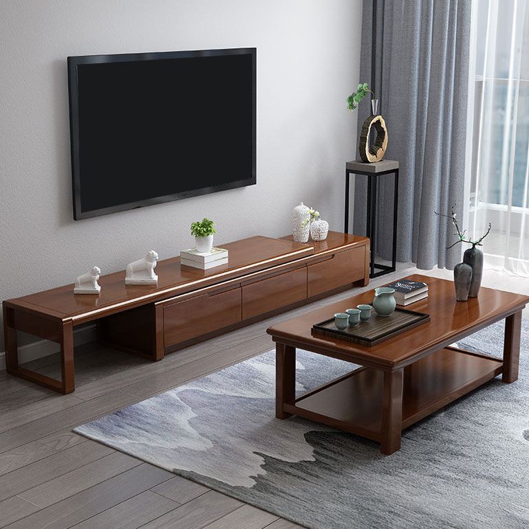 Traditionelle Rubberwood Media Console Matte Finish Holz -TV -Medien stehen mit Schubladen