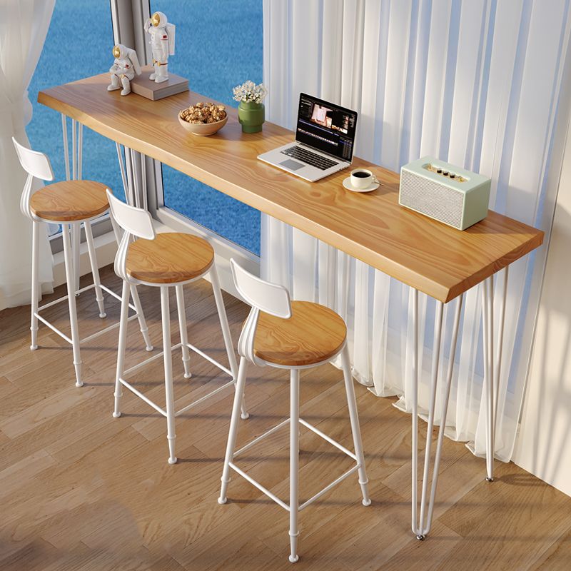 Mesa de bar con base metálica de madera rectangular, mesa de Bar de estilo moderno, para el hogar