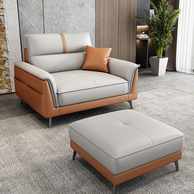 Divano a braccio quadrato in pelle resistente alla macchia stazionaria
