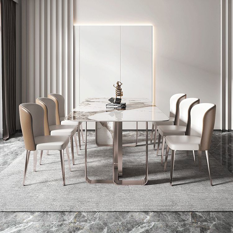 Rectangle Sintered Stone Top Table Contemporary Metal Base Dining Table Clearhalo 'Dining Tables & Seating' 'Dining Tables' 'dining_table' 'furn' 'furn_dining_table' 'Furniture' 'Kitchen & Dining Furniture' 1200x1200_984033c8-0b9a-426b-94ad-177a64dee4e5