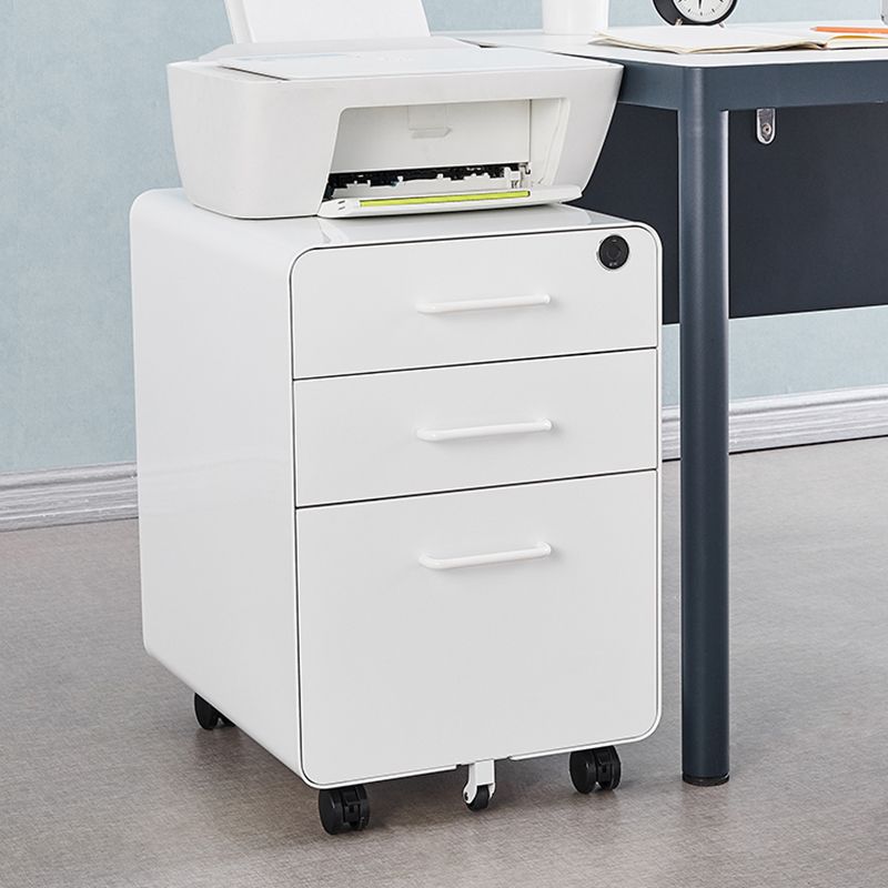 Zeitgenössische Aktenschränke Stahlrahmenschlüsselschloss Mobile Aktenschrank mit Rädern