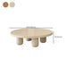 Mesa de centro individual redonda de madera maciza con pedestal contemporáneo/4 patas