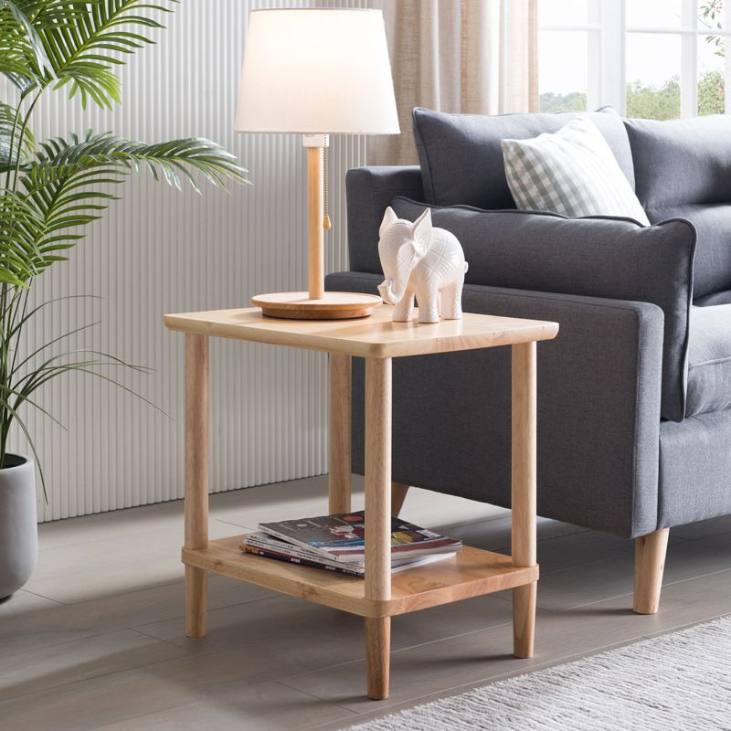 現代の木製エンドテーブル長方形の4脚サイドテーブルストレージシェルフ