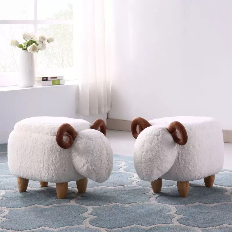 White Modern Standard Trea Resistant Sheep Shape Standard for Living Room Clearhalo 'furn' 'furn_ottomans_poufs' 'Furniture' 'Living Room Furniture' 'Ottomans & Poufs' 'ottomans_poufs' 1200x1200_9841a698-c754-41dc-8c8d-c9bf7aee2c8a