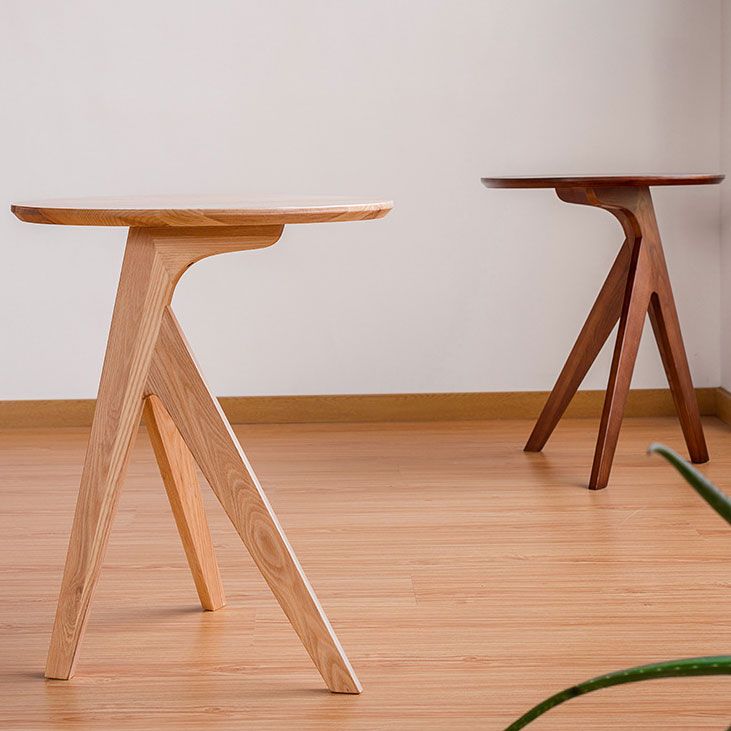 Tavolo da parte superiore rotondo in legno massiccio 23,6 "TABELLO DI FINE 3 gambe alto