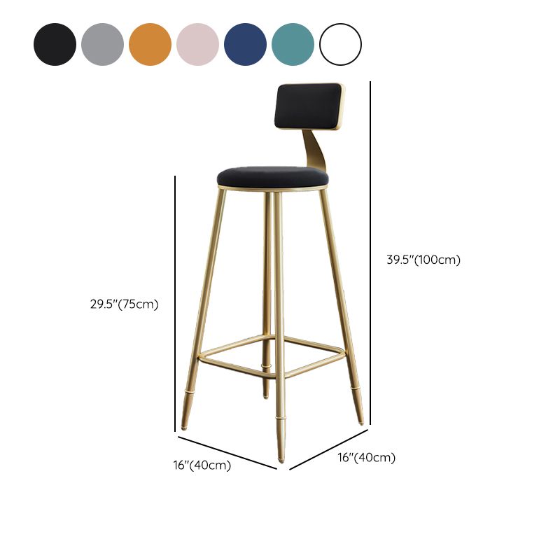Taburetes de comedor tapizados en la espalda de espalda taburetes de bares sin brazo con base de metal