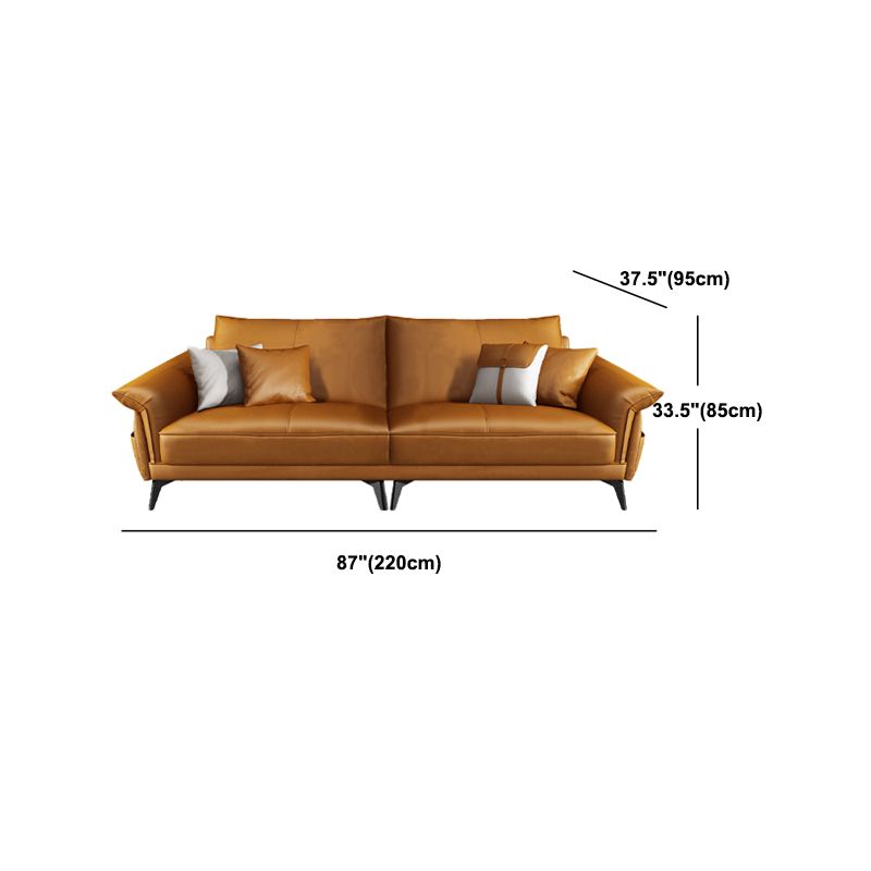 Canapé en cuir authentique résistant aux taches orange scandinave et chaise