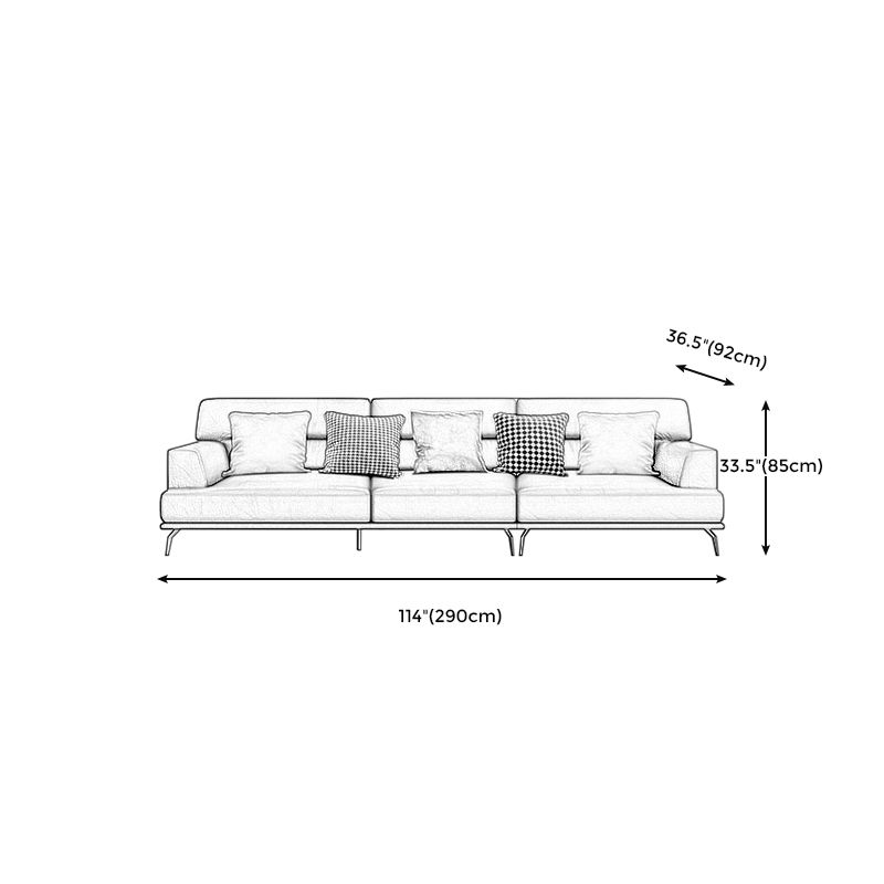 ステイン耐性のある定常フェイクレザーリビングルームスクエアアーム標準ダークグレーソファー