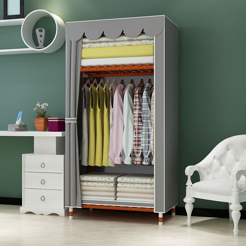 Meringue Wood Frame Wardrobe Cabinet Modern Style Wardrobe for Bedroom