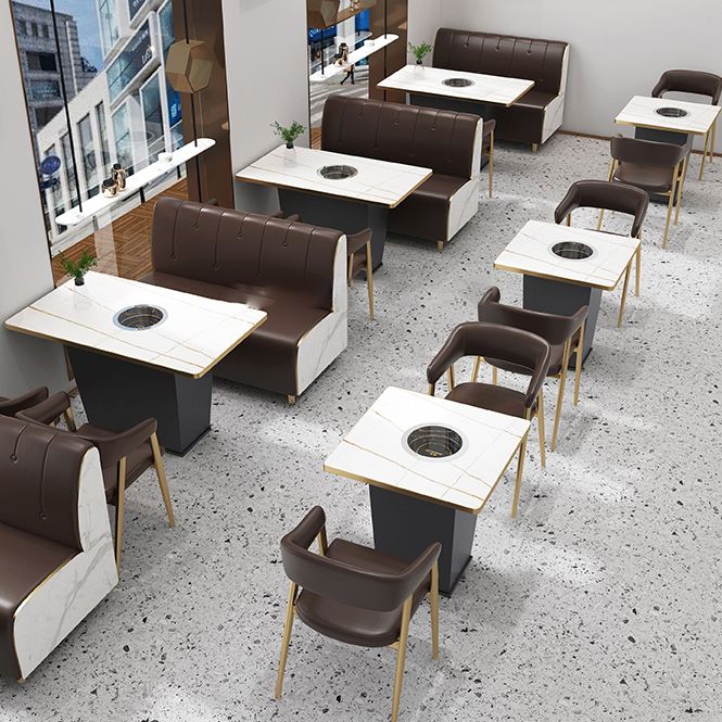 Chaises de restauration de cuisine en faux cuir en cuir avec base en métal