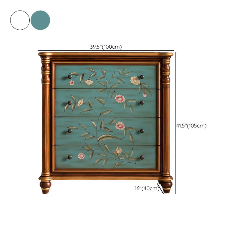 Commode de rangement en bois de commode traditionnelle ornée avec tiroirs pour chambre à coucher