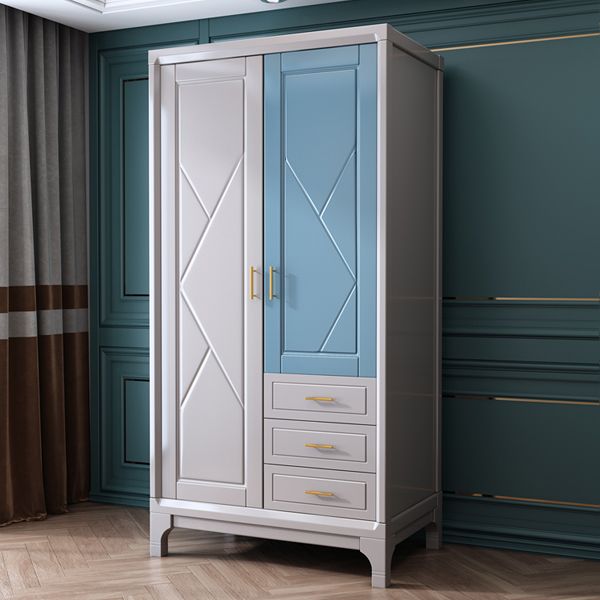 Traditionele vaste houten garderobe kast scharnierende garderobe armoire