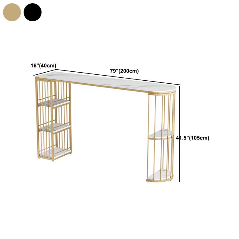 1/3 pièces Glam Glam Bar Table Set White Stone Top Bistro Set avec étagère