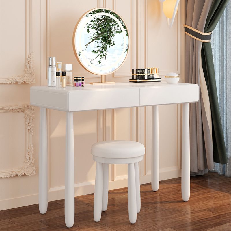 Contemporary White Wooden Vanity Dressing Table with 2 Drawers