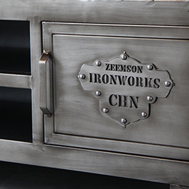 Console TV grigia in stile TV da 17,72 "H in stile TV con 2 porte per soggiorno