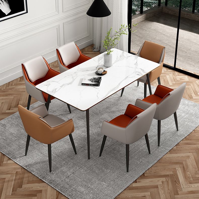 Contemporary Metal Dining Room Armchairs Leather Upholstered Side Chairs for Home Use Clearhalo ' kitchen&dining_furn' 'Dining Chairs' 'Dining Tables & Seating' 'dining_chair' 'furn' 'furn_dining_chair' 'Furniture' 'furniture_dining_chair' 'Kitchen & Dining Furniture' 'kitchen' 1200x1200_984c8f28-6379-43b1-8ec1-3cb03db433ae