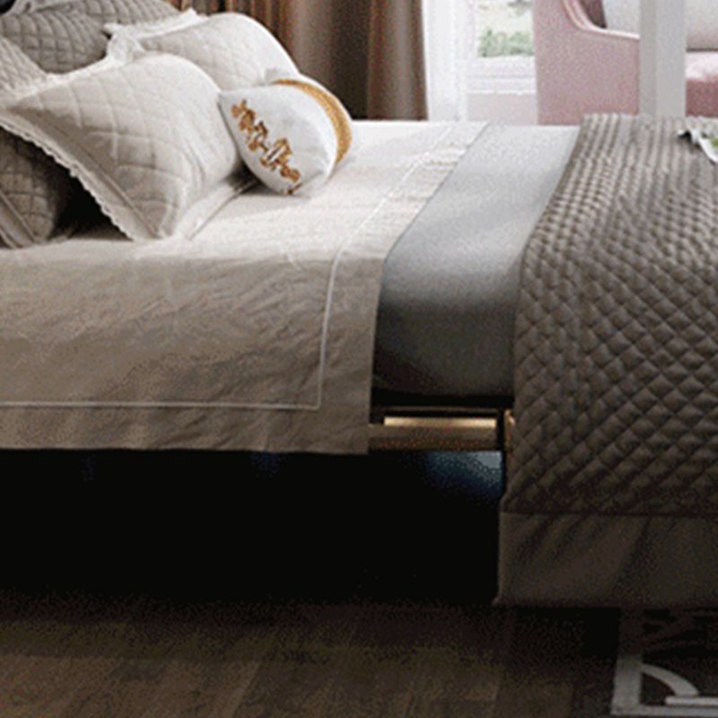 Modern Standard Bed Foam Slat Bed with Upholstered Headboard