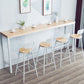 Mesa de bar con base metálica moderna Mesa de bar para patio de madera maciza de hierro blanco