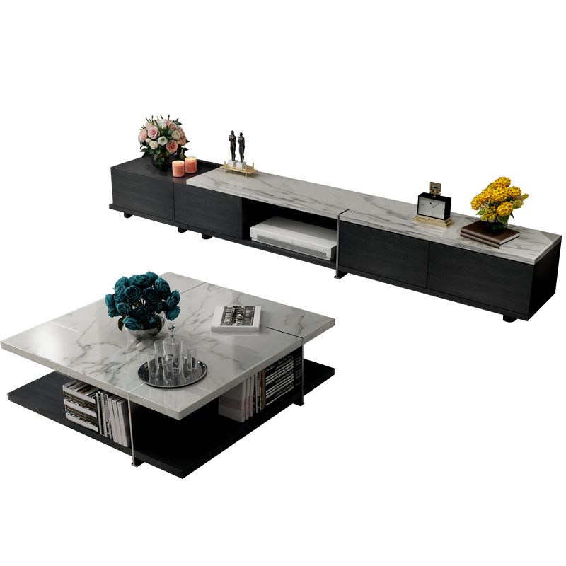 Slate Contemporary Bedroom Pedestal Coffee Table with Storage Shelf Clearhalo 'Coffee & Accent Tables' 'Coffee Tables' 'coffee_tables' 'furn' 'furn_coffee_tables' 'Furniture' 'Living Room Furniture' 1200x1200_984fc2fb-f197-4e0e-91a3-aee416993fd0