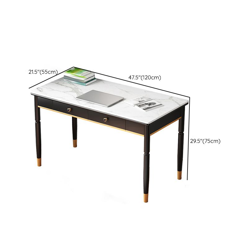 Accueil Glam Stone Writing bureau bureau de bureau rectangulaire avec tiroirs