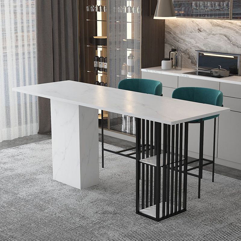 Industrial Bar Table Stone Top 42-inch Height Pub Table for Coffee Shop