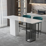 Industrial Bar Table Stone Top 42-inch Height Pub Table for Coffee Shop