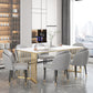 Glam Iron Dining Table Set 1/2/5/7 Pieces Dinette Set with Rectangle Sintered Stone Top Clearhalo 'Dining Room Sets' 'Dining Tables & Seating' 'dining_room_set' 'furn' 'furn_dining_room_set' 'Furniture' 'Kitchen & Dining Furniture' 1200x1200_98546cc1-2b8a-4779-9d71-df1651aca688