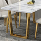 Table rectangulaire de luxe traditionnelle en métal, table en pierre frittée blanche avec base luge