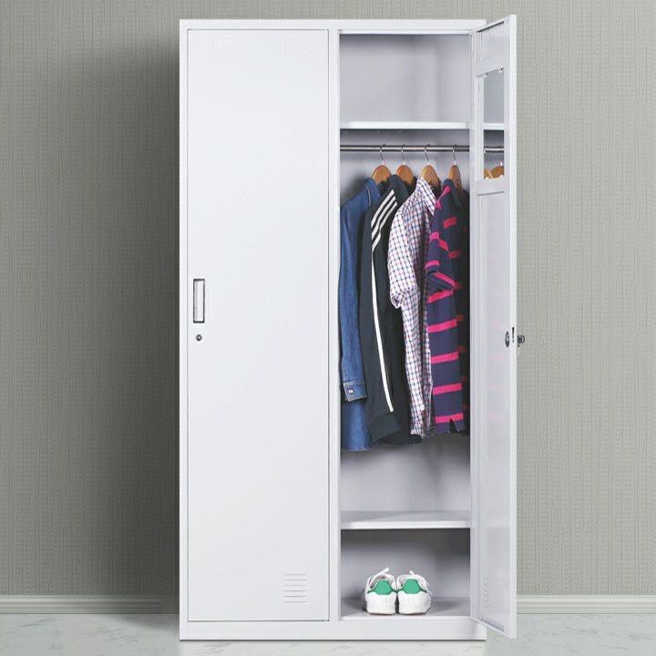 Metal Gray Cabinet for Bathroom Contemporary Storage Cabinet with Hinged Doors Clearhalo 'Armoires & Wardrobes' 'armoires_wardrobes' 'Bedroom Furniture' 'furn' 'furn_armoires_wardrobes' 'Furniture' 1200x1200_9854b4ac-8c97-4885-b07e-225b54a7498f
