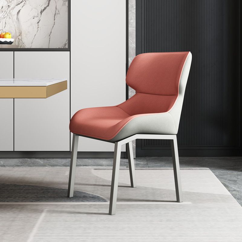 Contemporary Metal Dining Room Armless chairs Wingback Side Chair for Home Use Clearhalo ' kitchen&dining_furn' 'Dining Chairs' 'Dining Tables & Seating' 'dining_chair' 'furn' 'furn_dining_chair' 'Furniture' 'furniture_dining_chair' 'Kitchen & Dining Furniture' 'kitchen' 1200x1200_9858267e-7fe1-4baf-a646-43b93314bd65