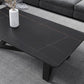 Rectangular Slate with Metal Cross Base Glam Style Coffee Table