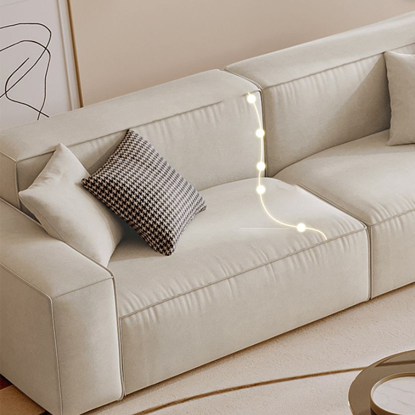 Zeitgenössisches Sofa echtes Leder Wohnzimmer Square Arm Kissen Weiß weiß