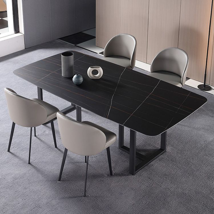 Black Double Pedestal Dinette Set 1/4/5 Pieces Indoor Designer Dining Table Set Clearhalo 'Dining Room Sets' 'Dining Tables & Seating' 'dining_room_set' 'furn' 'furn_dining_room_set' 'Furniture' 'Kitchen & Dining Furniture' 1200x1200_985c5304-8ca0-4f64-a1b9-7d89f008bbdf