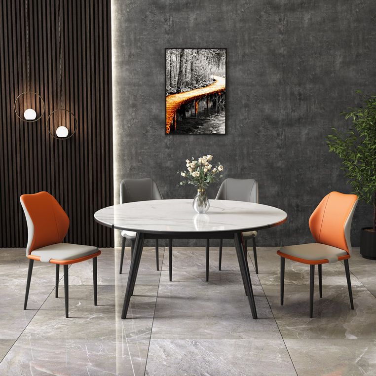 Modern Style Sintered Stone Dining Table White Round Table with Metal Base Clearhalo ' dining_table' 'Dining Tables & Seating' 'Dining Tables' 'furn' 'furn_dining_table' 'Furniture' 'furniture_dining_table' 'Kitchen & Dining Furniture' 'kitchen&dining_furn' 'kitchen' 'kitchen_dining_table' 1200x1200_985c7886-27e5-4912-acc8-eda7578356ef