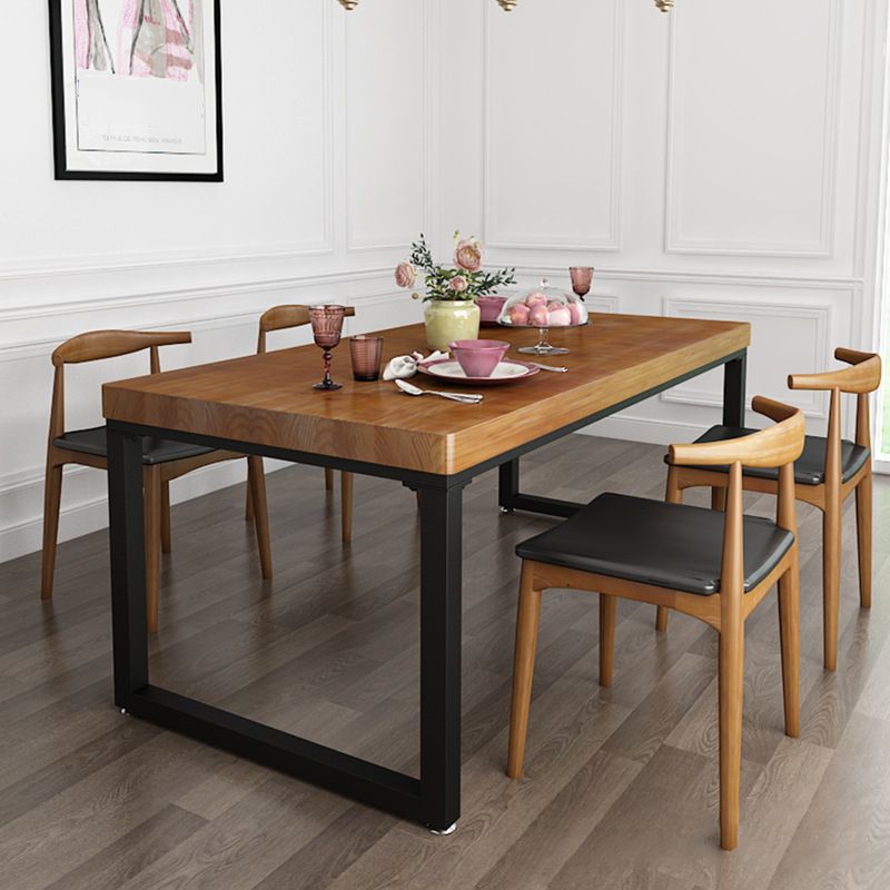 Industrial Rectangle Dining Table Pine Solid Wood Table with Black Double Pedestal for Dining Room Clearhalo ' dining_table' 'Dining Tables & Seating' 'Dining Tables' 'furn' 'furn_dining_table' 'Furniture' 'furniture_dining_table' 'Kitchen & Dining Furniture' 'kitchen&dining_furn' 'kitchen' 'kitchen_dining_table' 1200x1200_985d2ad5-30b6-4bde-beb5-f17d858ec442