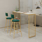 Green Cushion Bar Stools Armless Barstool with Gold Metal Legs