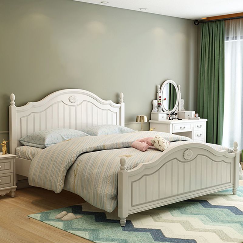 French Country Panel Bed Wood White Bed Frame with Arched Headboard Clearhalo 'Bedroom Furniture' 'Beds' 'furn' 'furn_beds' 'Furniture' 1200x1200_985f7b87-95d5-40e6-aa9c-7f24a87efb68
