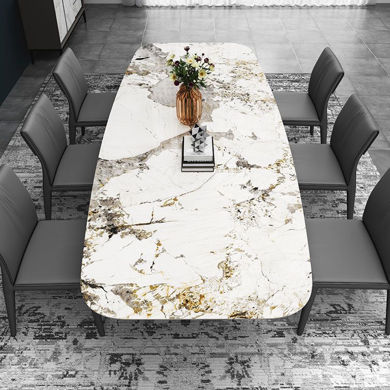Glam Sintered Stone Dining Table Pedestal Base Casual Dining Table for Dining Room