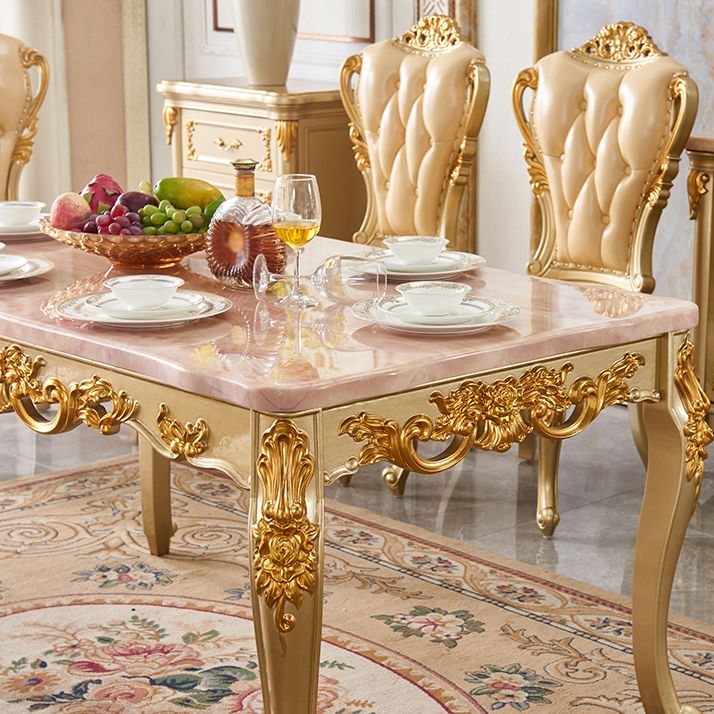 Solid Wood Victorian Rectangular Dining Table Marble Top Table with 4 Legs Clearhalo 'Dining Tables & Seating' 'Dining Tables' 'dining_table' 'furn' 'furn_dining_table' 'Furniture' 'Kitchen & Dining Furniture' 1200x1200_9860c87e-7a50-467d-a783-e72266a2b5e9