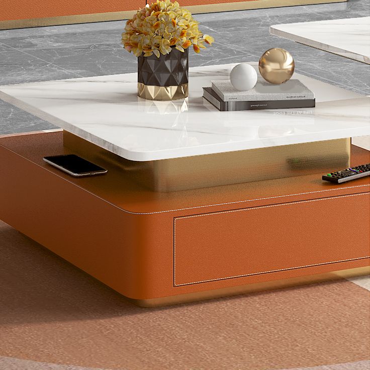Glam Square Cocktail Table Single Stone Coffee Cocktail Table with Storage Clearhalo 'Coffee & Accent Tables' 'Coffee Tables' 'coffee_tables' 'furn' 'furn_coffee_tables' 'Furniture' 'Living Room Furniture' 1200x1200_986253bd-5e37-4f40-8fe0-0cf1f40ba004