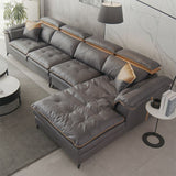 Grey Modern Tufted Sofa & Chaise Stain Resistant Sectional 41.33" H Clearhalo 'furn' 'furn_sectionals' 'Furniture' 'Living Room Furniture' 'Sectionals' 1200x1200_9862aa63-8b1d-4813-9837-8dd16488e243