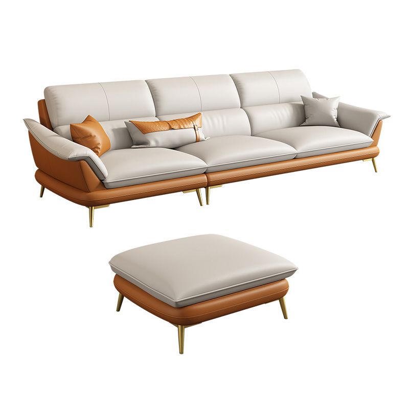 Genuine Leather Pillow Top Arm Sectionals 33.46"High Cushion Back Sofa Clearhalo 'furn' 'furn_sectionals' 'Furniture' 'furniture_sectionals' 'Living Room Furniture' 'Sectionals' 1200x1200_98649ef7-3e21-4afb-bf60-937901e57486