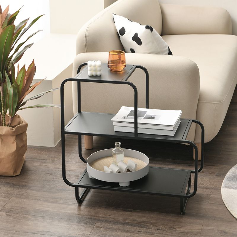 24.4 "背の長方形の上部サイドテーブル棚付き鉄そりのエンドテーブル