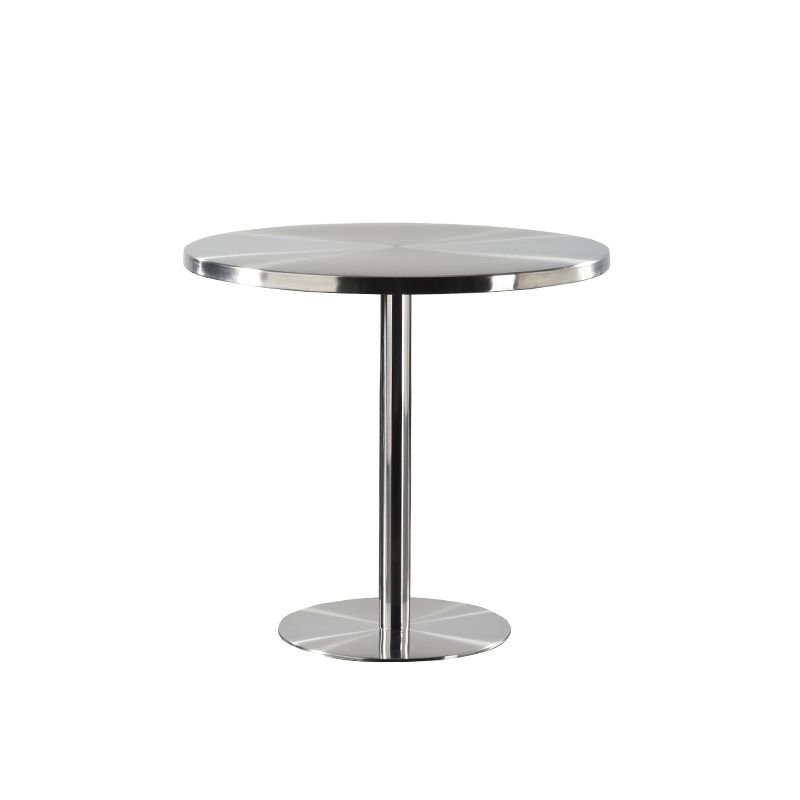 Metal Contemporary Sliver Dining Table Stainless Steel Dining Table with Pedestal Base Clearhalo ' dining_table' 'Dining Tables & Seating' 'Dining Tables' 'furn' 'furn_dining_table' 'Furniture' 'furniture_dining_table' 'Kitchen & Dining Furniture' 'kitchen&dining_furn' 'kitchen' 'kitchen_dining_table' 1200x1200_9865ca9a-c8d8-463b-9ecc-411db08ad299